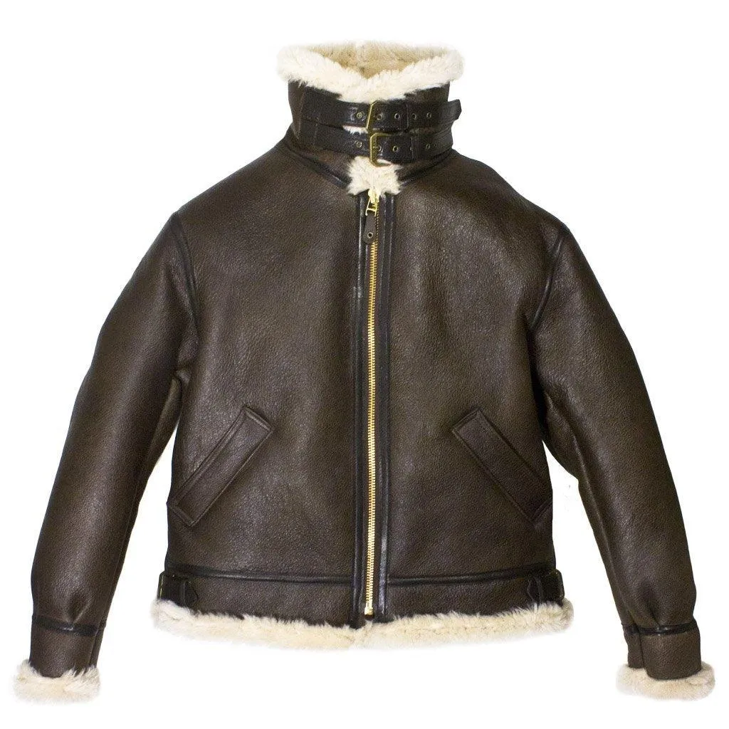 Brown B-3 Bomber Genuine Leather Sheepskin Jacket For Men