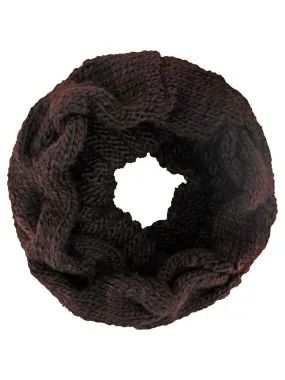 Brown Twisted Cable Knit Snood Infinity Scarf