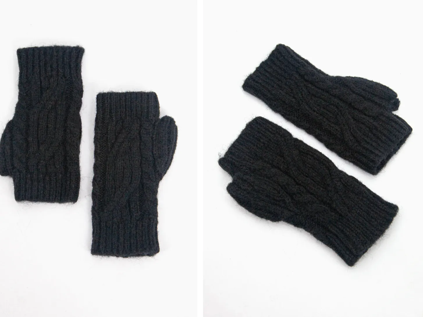 Cable Knit Wrist Warmers - Black