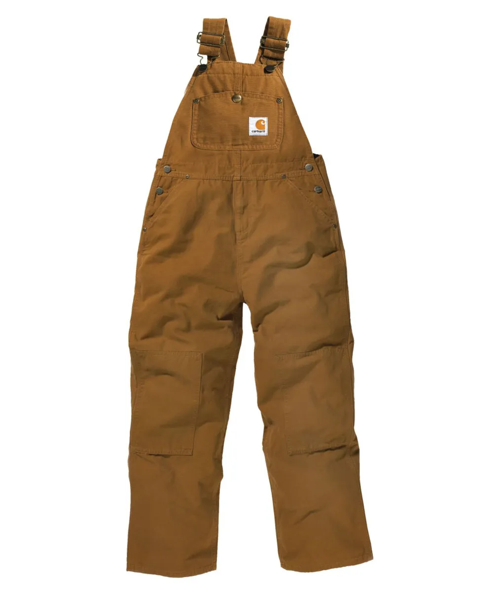 Carhartt Boys (4-7) Washed Canvas Duck Bib Overalls - Carhartt Brown