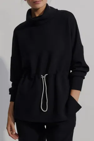 Casual Solid Draw String Half A Turtleneck Tops