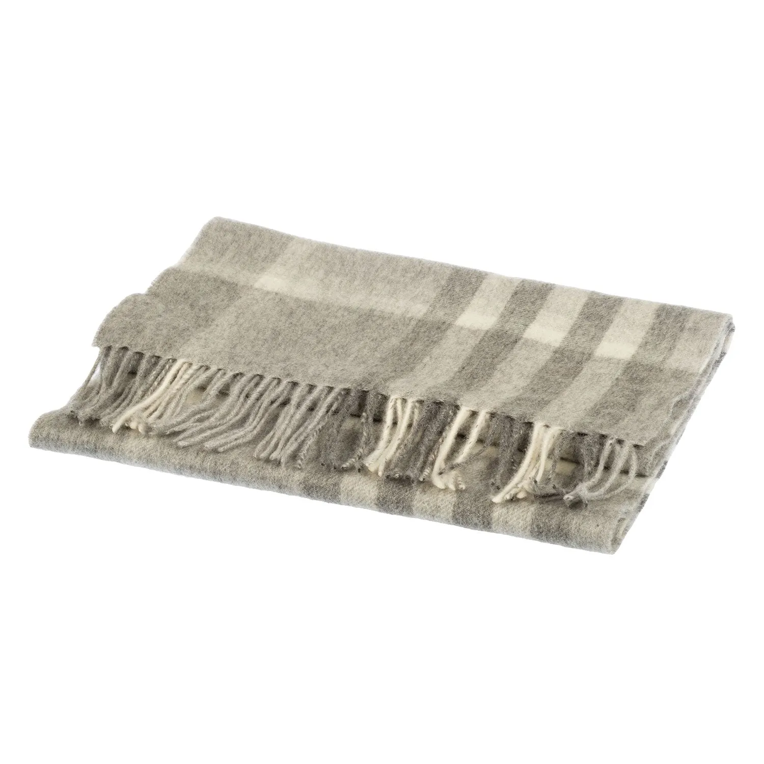 Chequer Tartan 90/10 Cashmere Scarf Bar  Grey