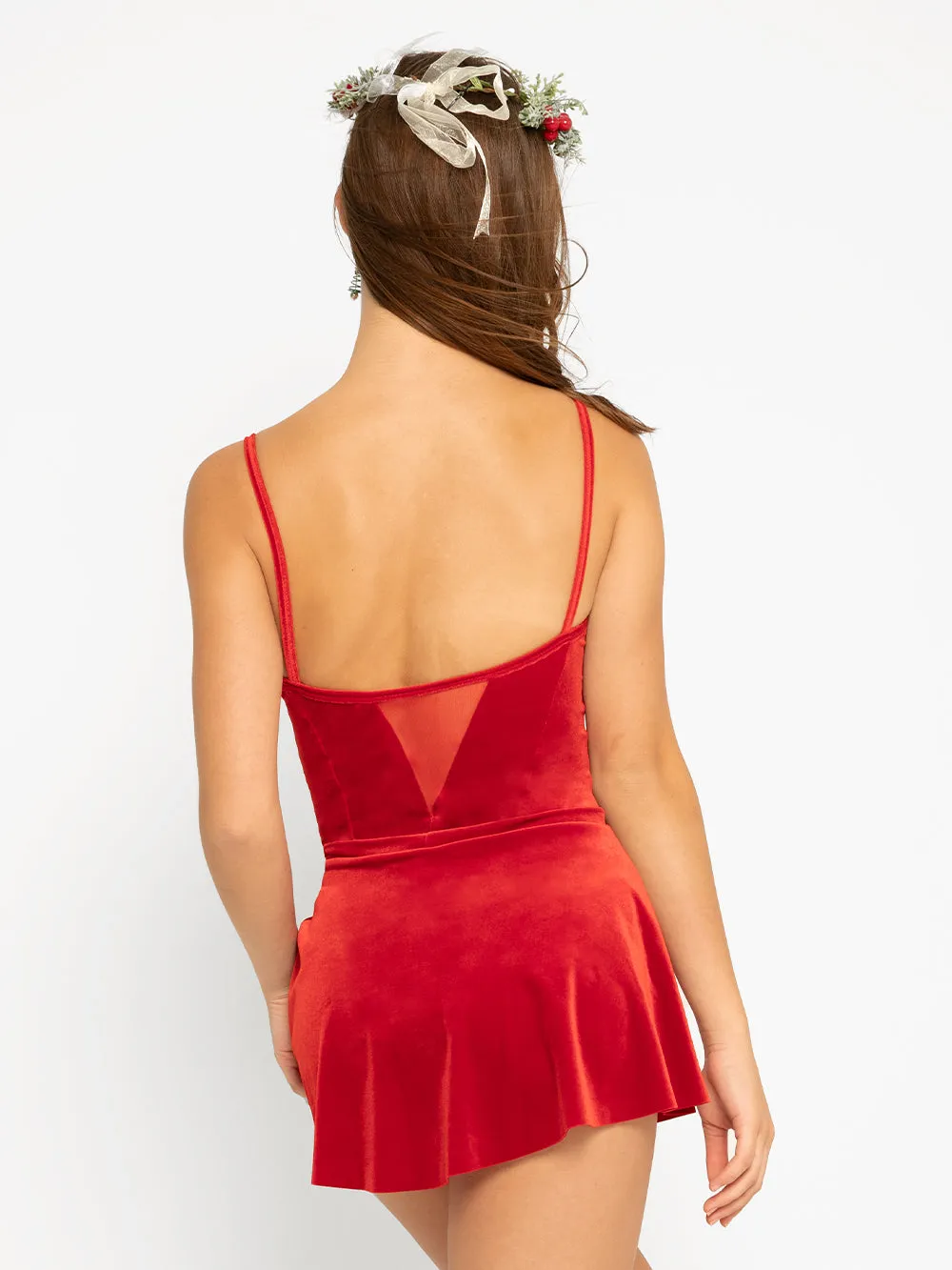 Chloe Red Velvet Leotard RTW