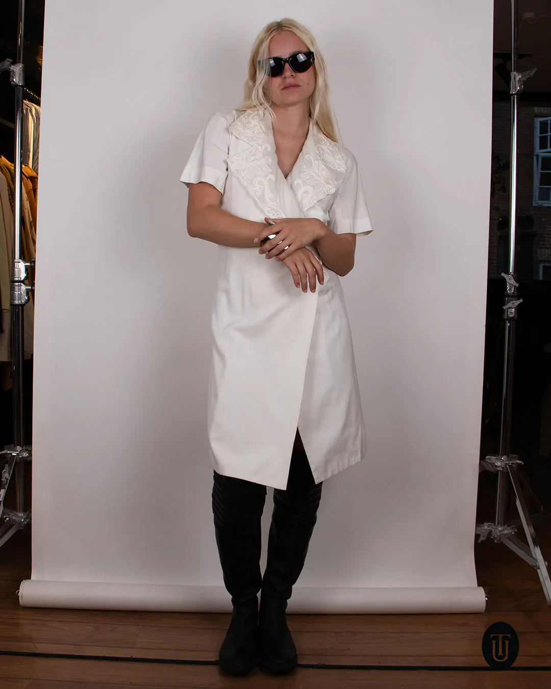 Christian Dior 1980s White Wrap Midi Dress XS/S