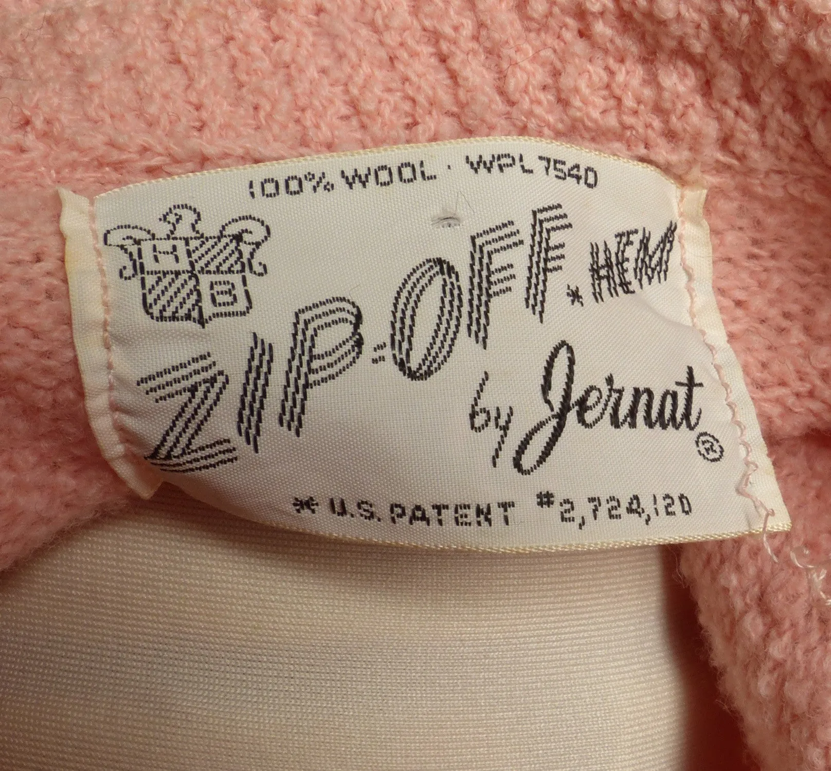 Circa 1950s Jernat Pale Pink Wool Sweater/Skirt Set - "Zip-off" Hem!!