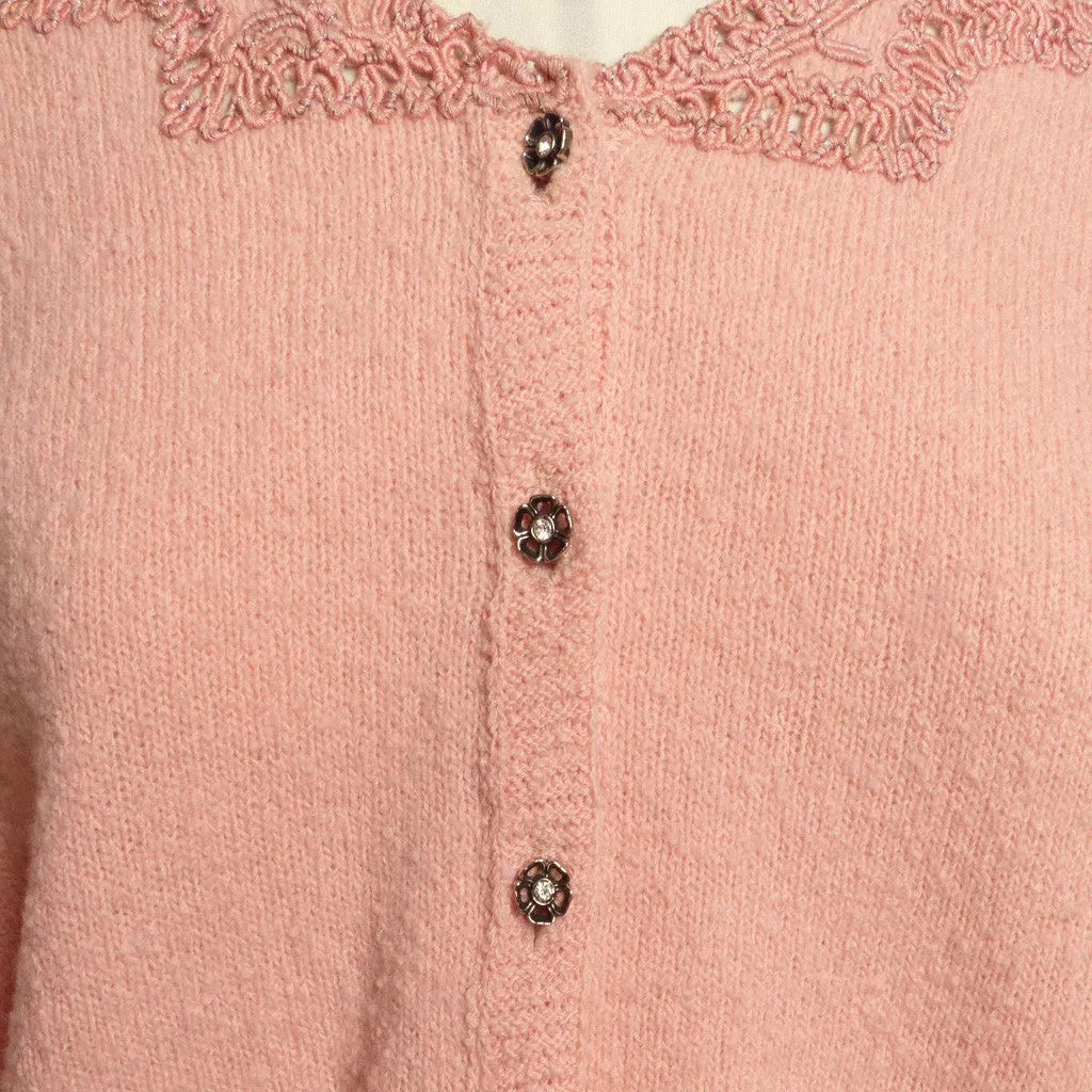 Circa 1950s Jernat Pale Pink Wool Sweater/Skirt Set - "Zip-off" Hem!!