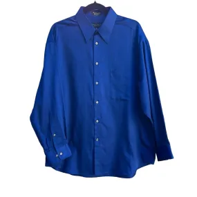 Crazy Horse Liz Claiborne Men's Royal Blue Sateen Button-Up Shirt Long Sleeve