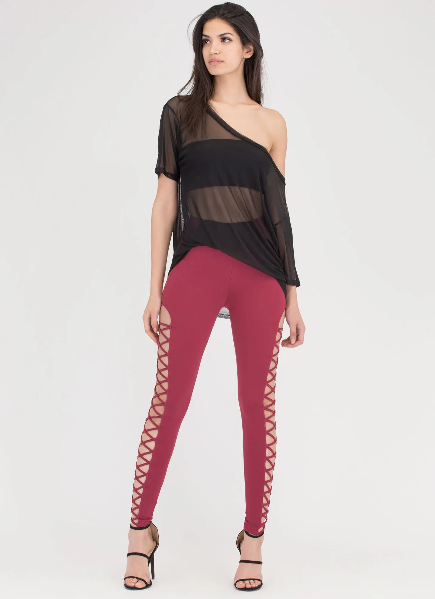 Crisscross Over Cut-Out Caged Pants