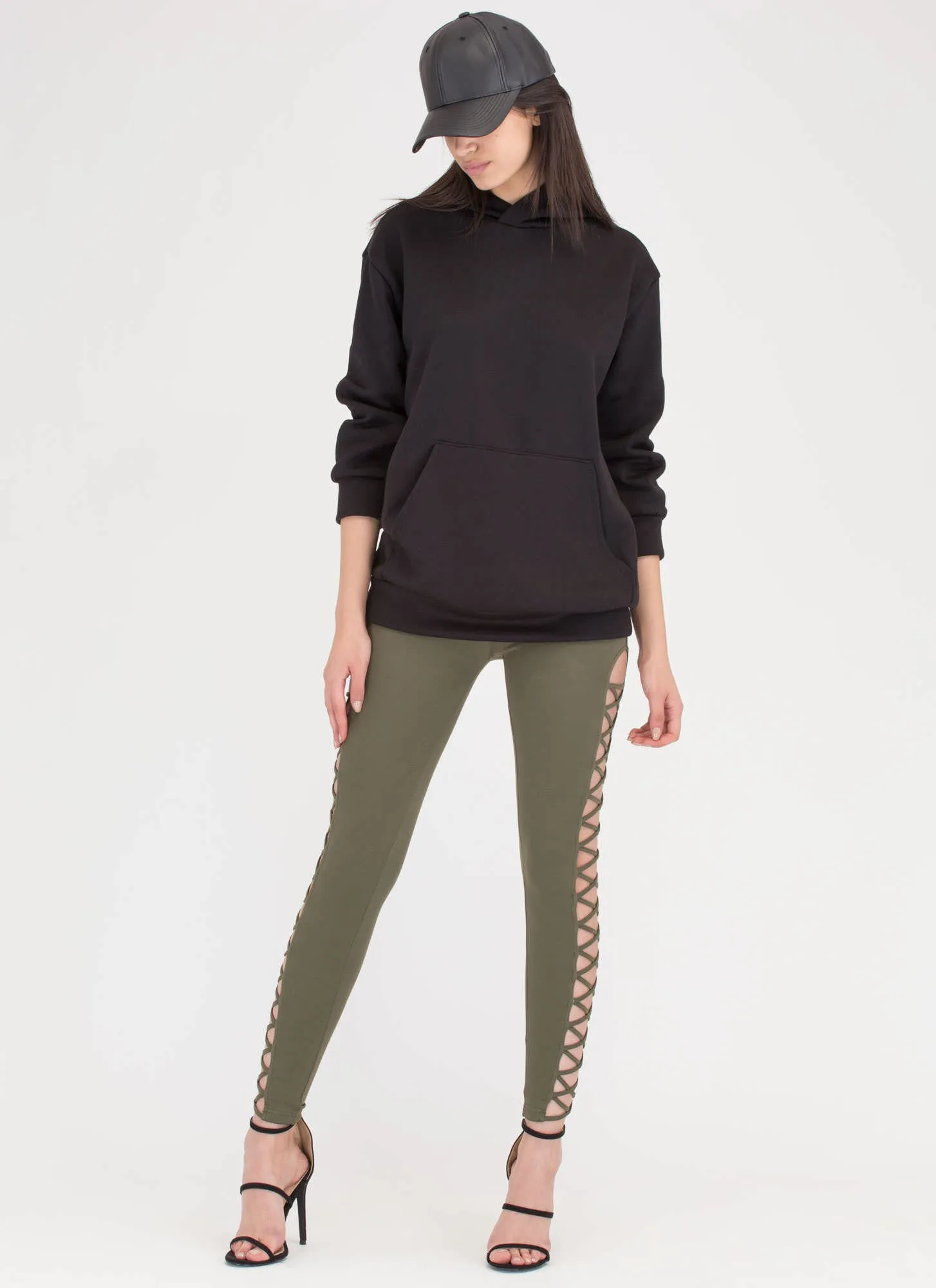 Crisscross Over Cut-Out Caged Pants