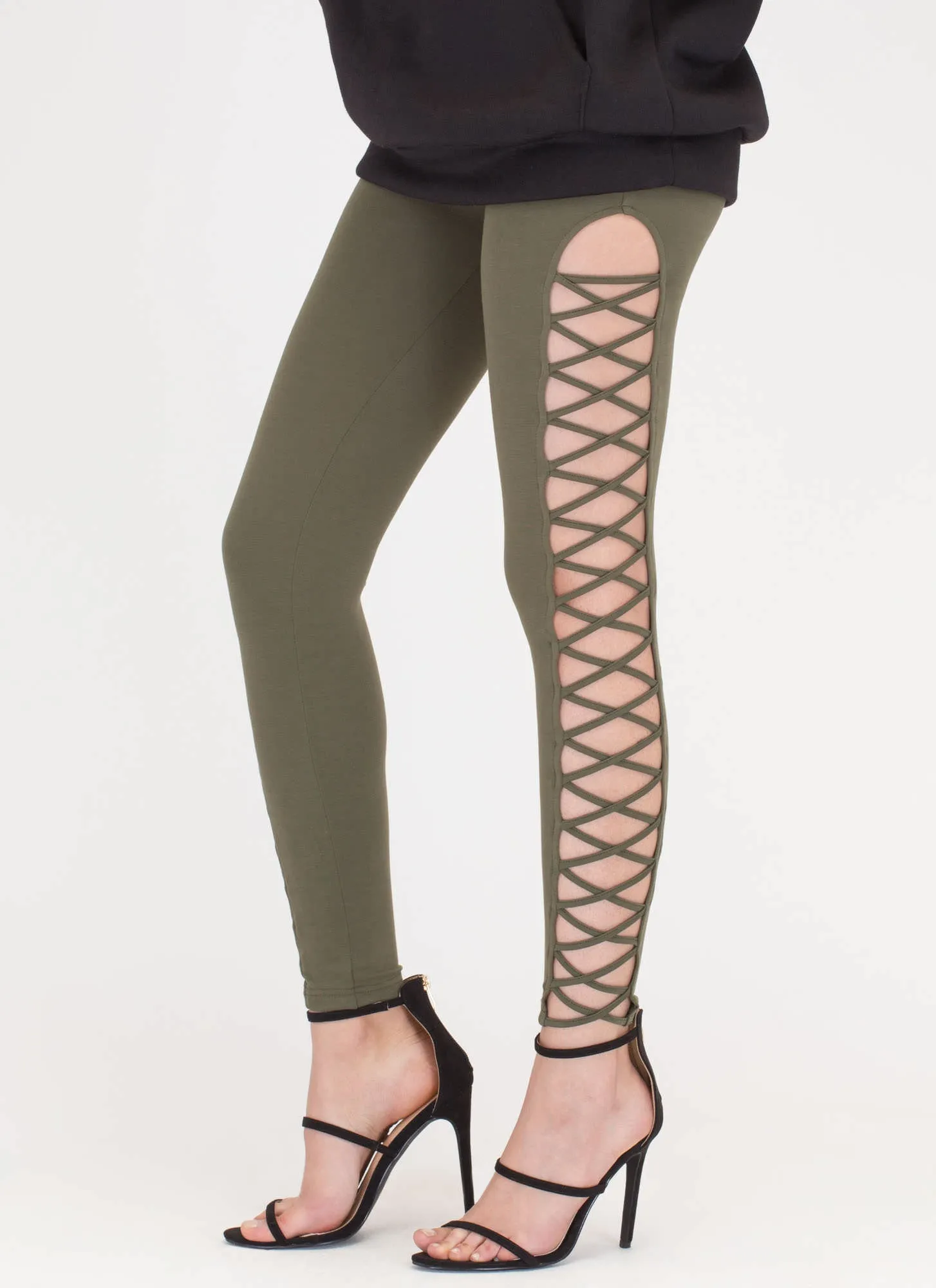 Crisscross Over Cut-Out Caged Pants