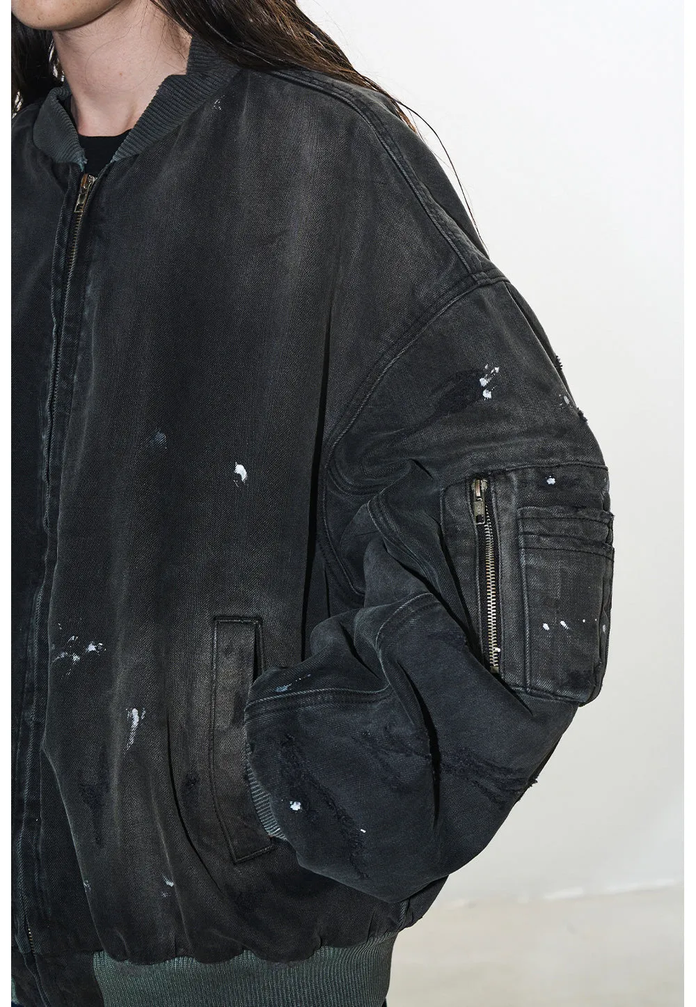 Damaged bomber jacket