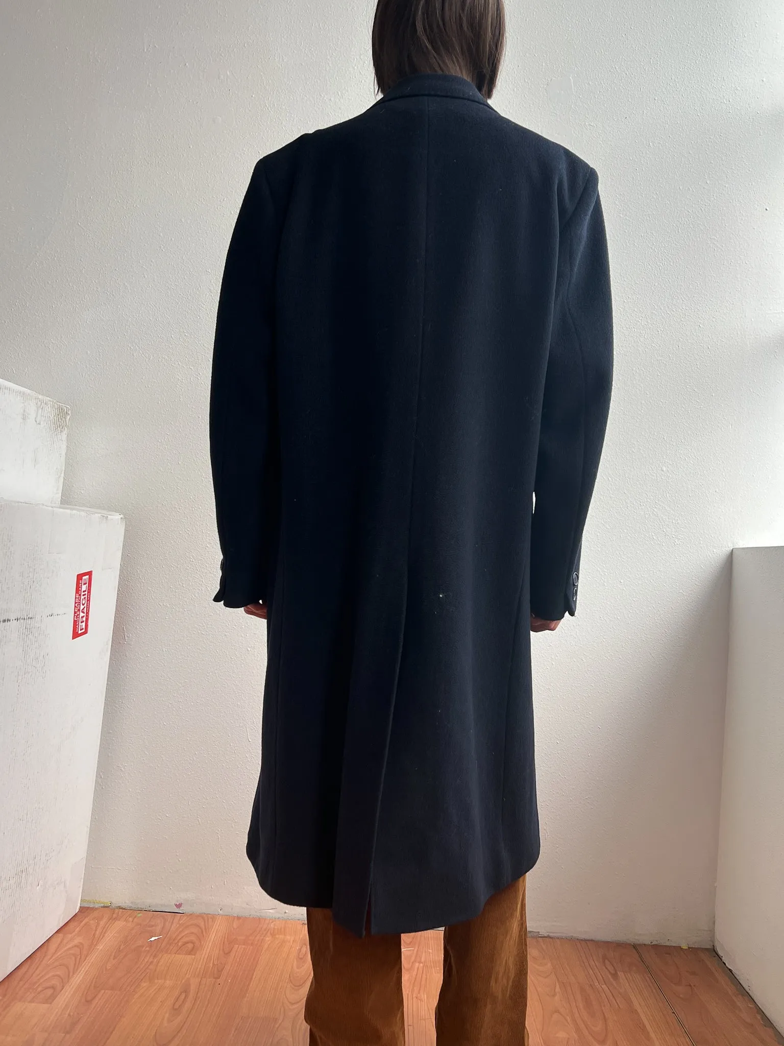 Dark Blue Wool Overcoat (L)