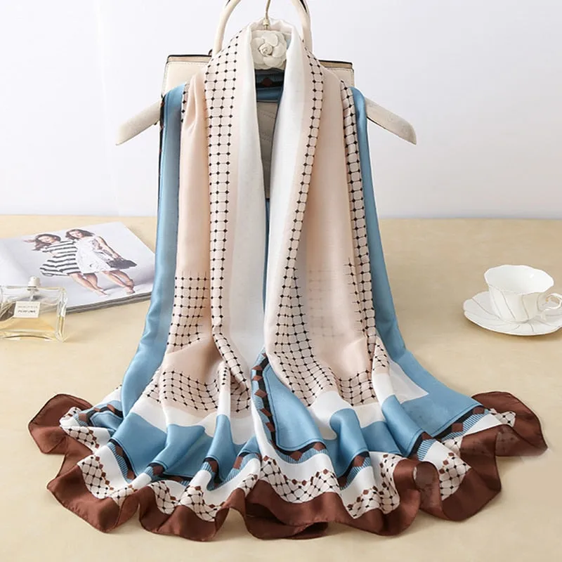 Designer Silk Scarf Female Foulard Bandana Long Shawls Wraps Winter Neck Scarves Pashmina Lady Hijab Luxury New