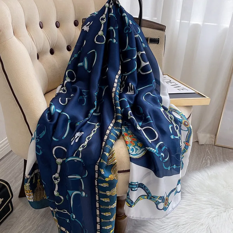 Designer Silk Scarf Female Foulard Bandana Long Shawls Wraps Winter Neck Scarves Pashmina Lady Hijab Luxury New