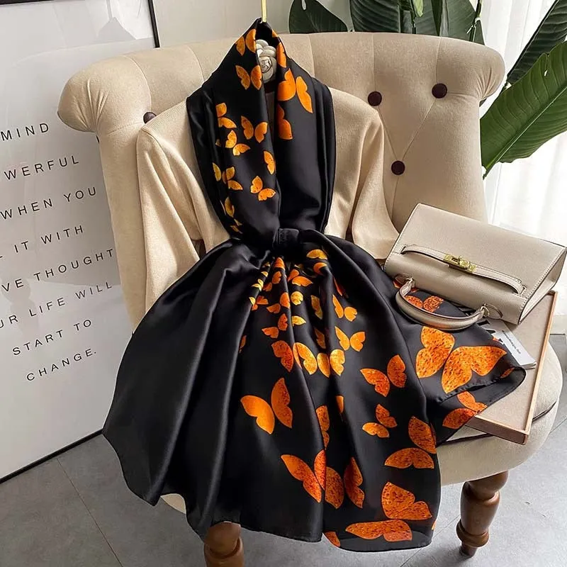 Designer Silk Scarf Female Foulard Bandana Long Shawls Wraps Winter Neck Scarves Pashmina Lady Hijab Luxury New