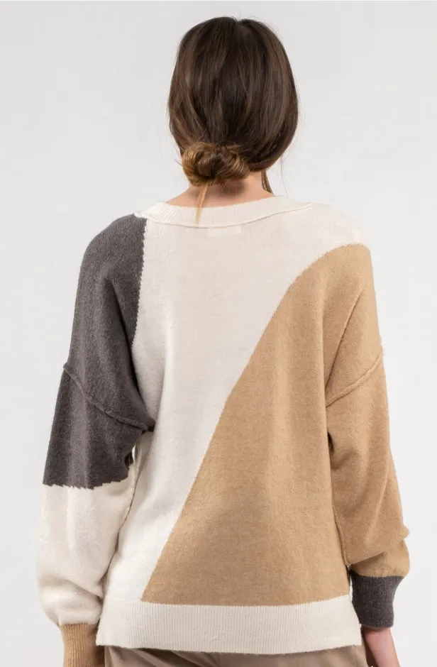 Diagonal Colorblock Sweater