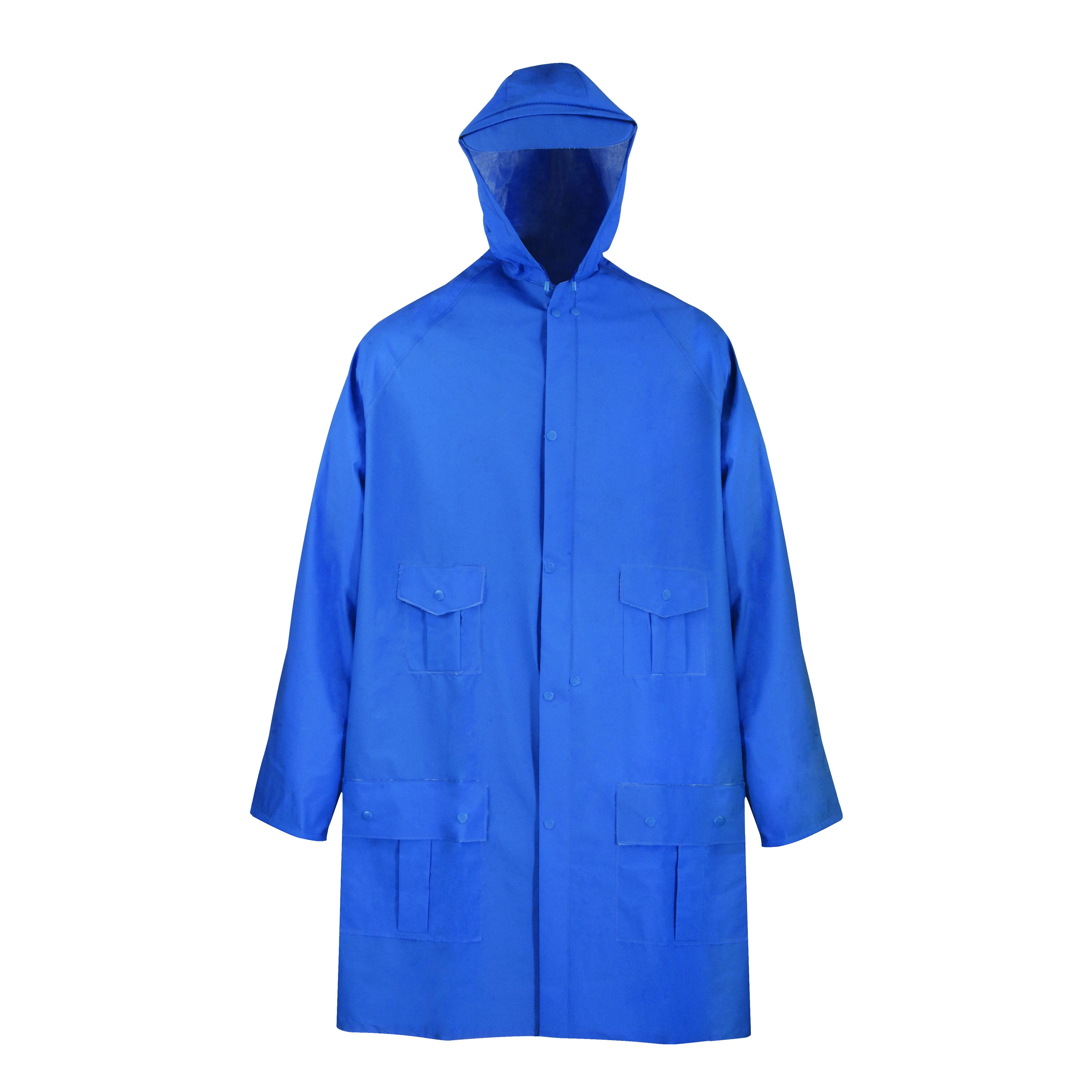 Diamondback 8156GRBXX Rain Parka, 2XL, PVC, Blue, Hooded Collar, Zipper with Snap Down Storm Flap Closure