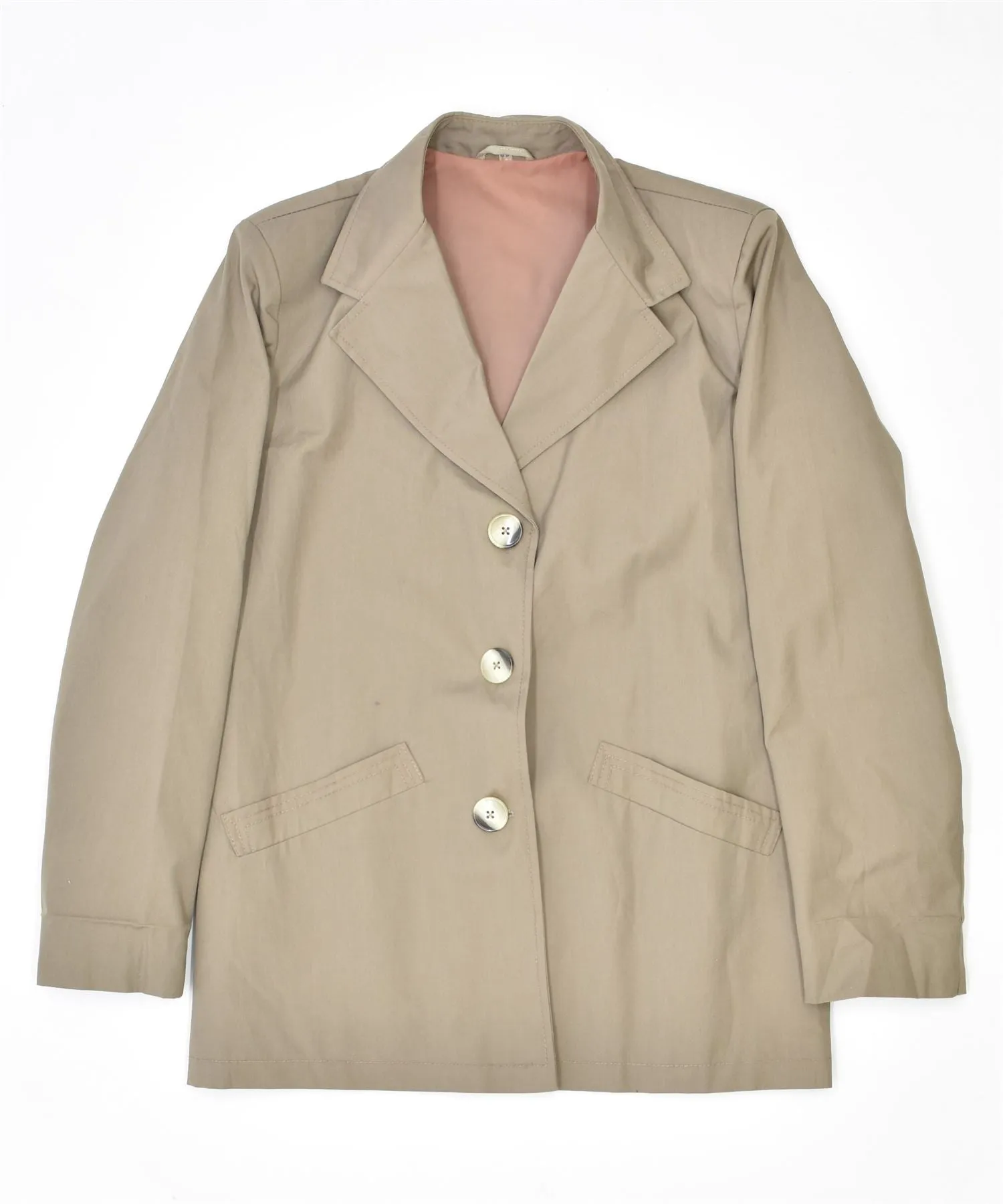 DIOLEN Womens 3 Button Overcoat IT 48 XL Beige Polyester Vintage