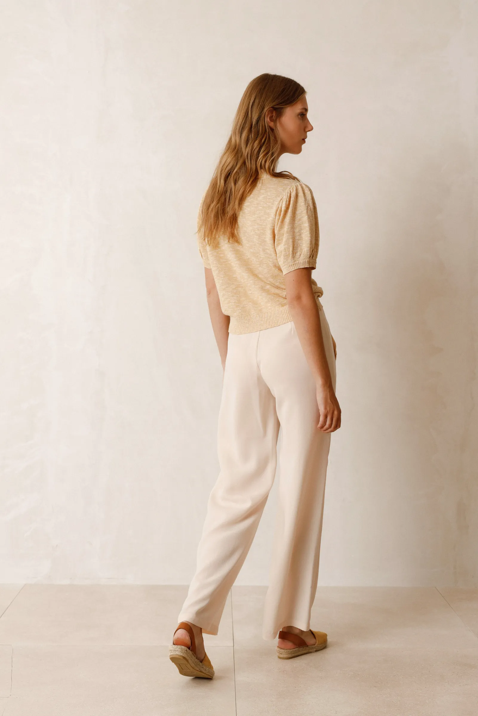 Double Button Pants - Cream