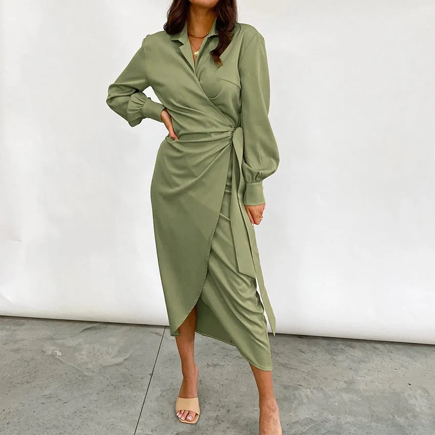 Dunnmall Elegant Instance Wrap Midi Dress