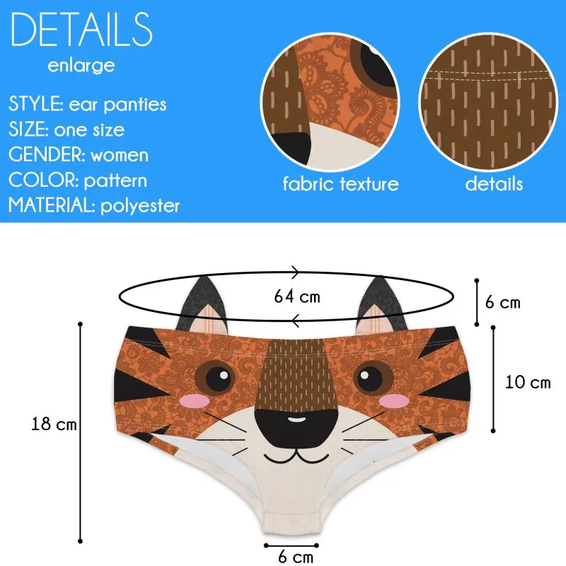 Ear Pantie - Wild Tiger (6-10 UK Size)