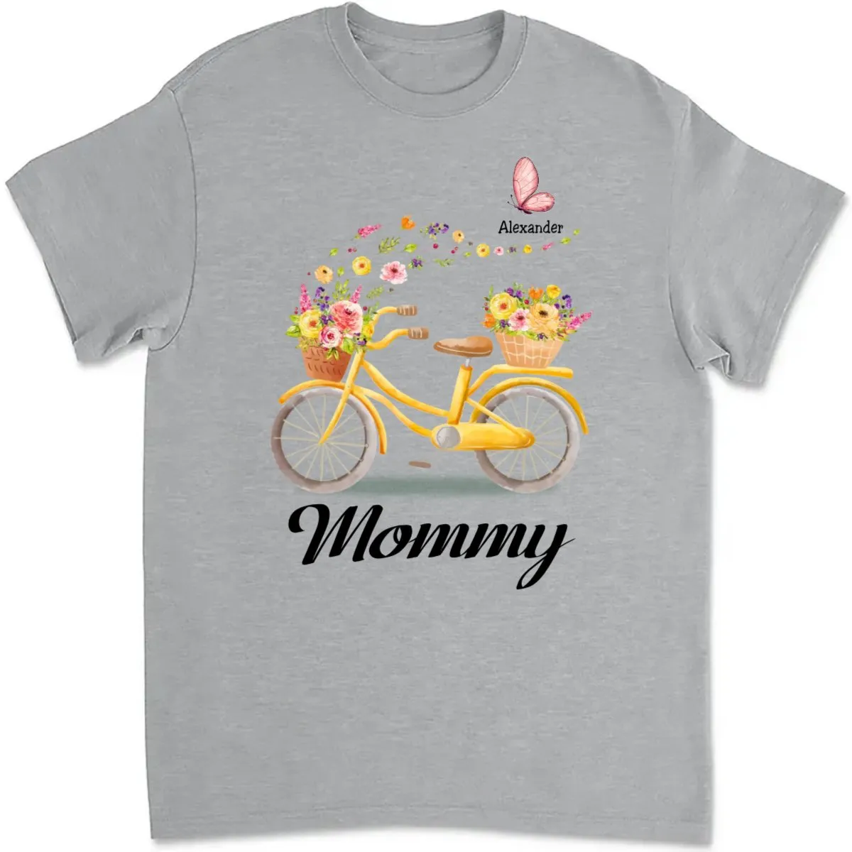 Family - Grandma Bicycle With Flowers Shirt - Personalized T-Shirt