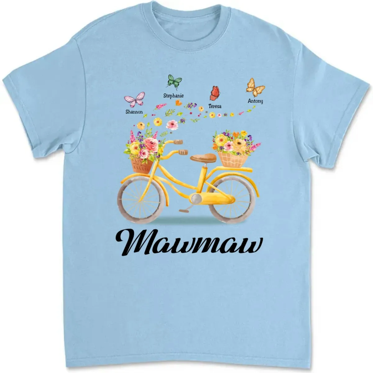 Family - Grandma Bicycle With Flowers Shirt - Personalized T-Shirt