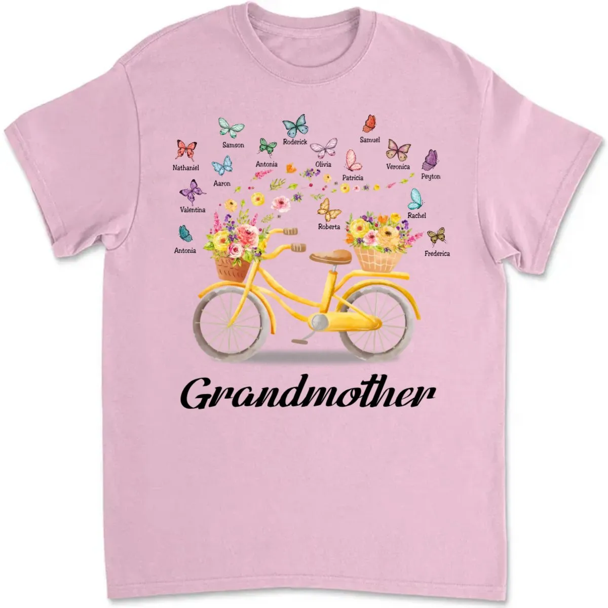 Family - Grandma Bicycle With Flowers Shirt - Personalized T-Shirt