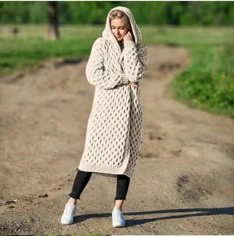 Fashion Women Knitting Long Cardigan Overcoat