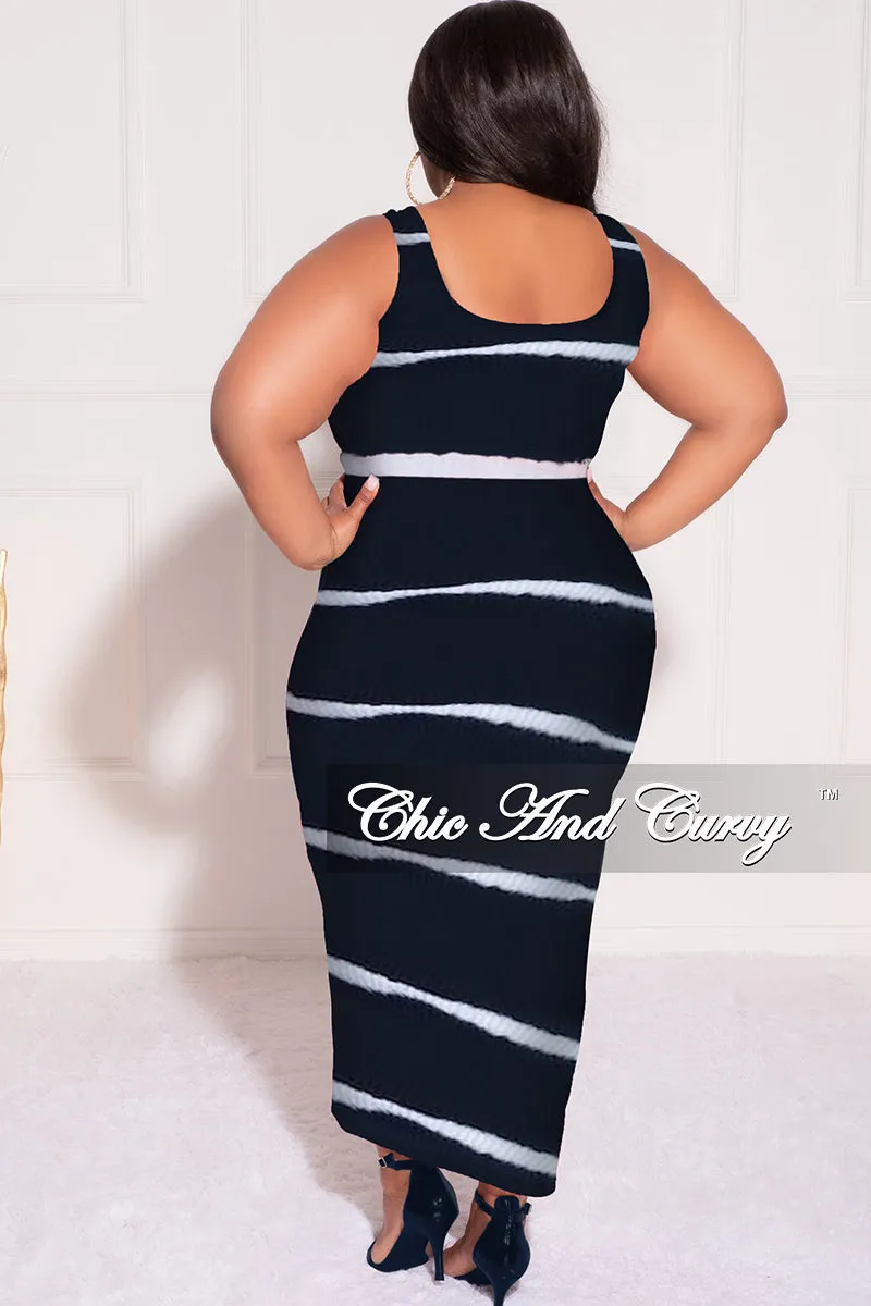 Final Sale Plus Size Ribbed 2pc Crop Drawstring Top and Pencil Skirt in Black and White