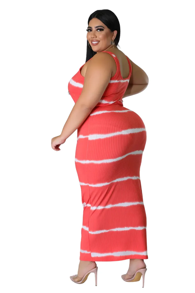 Final Sale Plus Size Ribbed 2pc Crop Drawstring Top and Pencil Skirt Set in Red and White Stripe Print