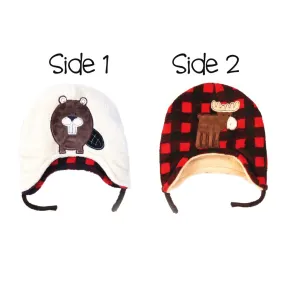 Flap Jack Kids Reversible Winter Hat - Moose/Beaver (Small, 6 Months ) (80400) (Open Box)