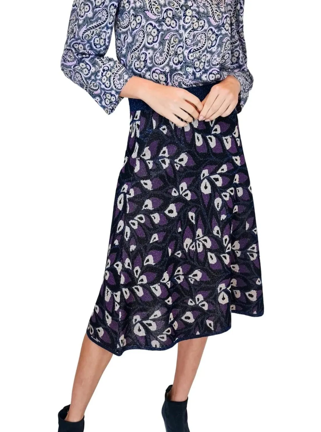 Flared Midi Skirt in Violet