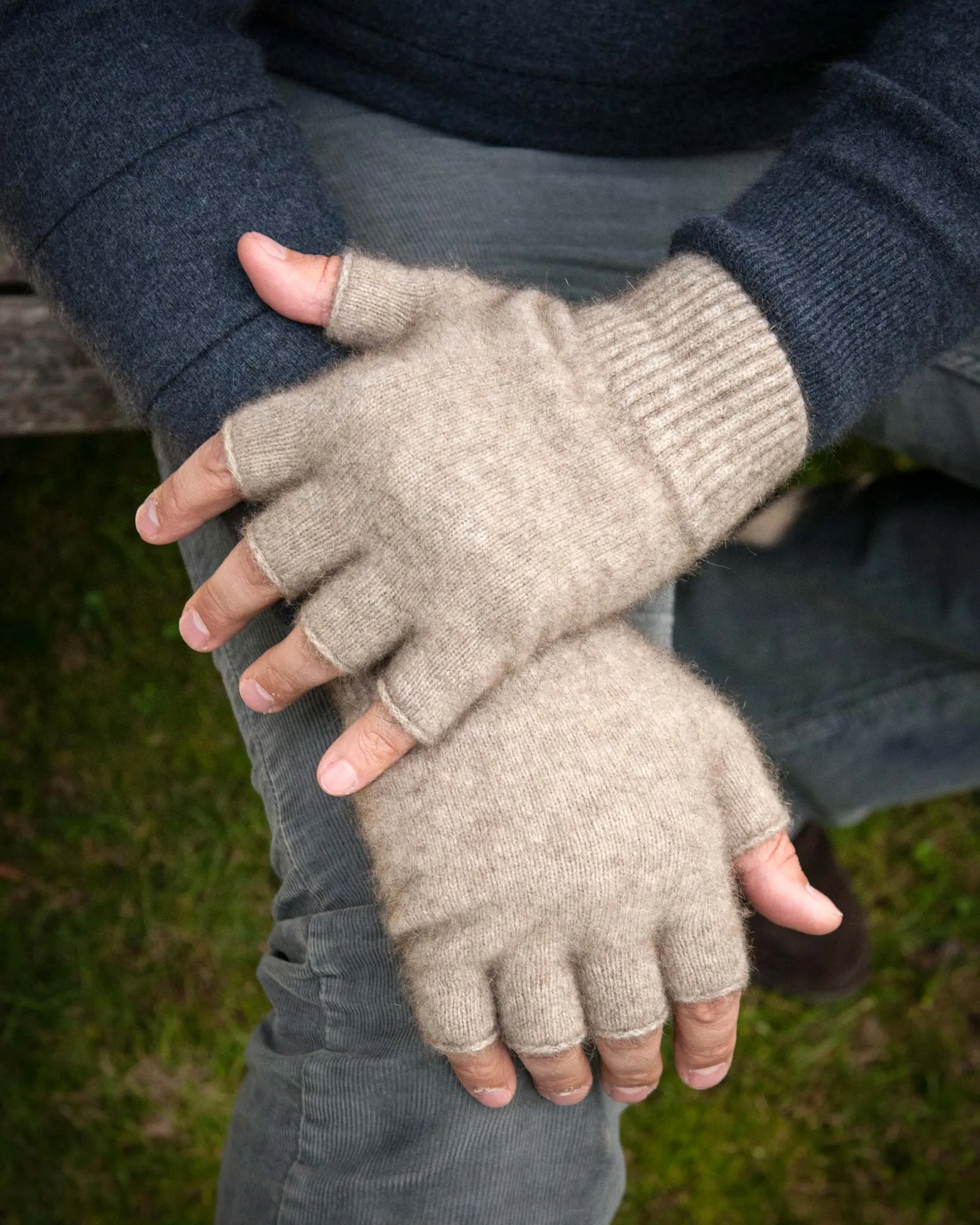 Flax Unisex Fingerless Gloves Possum Merino Wool - NX103