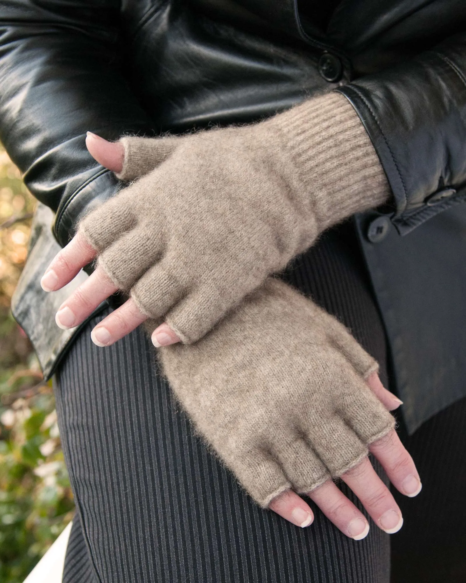 Flax Unisex Fingerless Gloves Possum Merino Wool - NX103