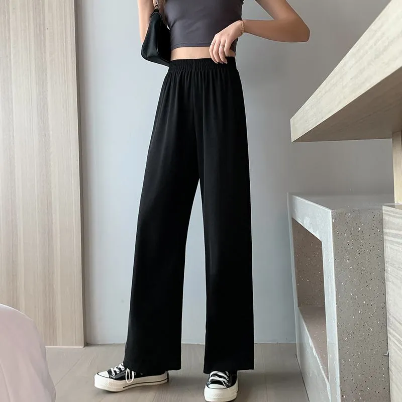 Floor-Length Casual Straight Plus Thin Draping Versatile High-Waisted Quality Pants