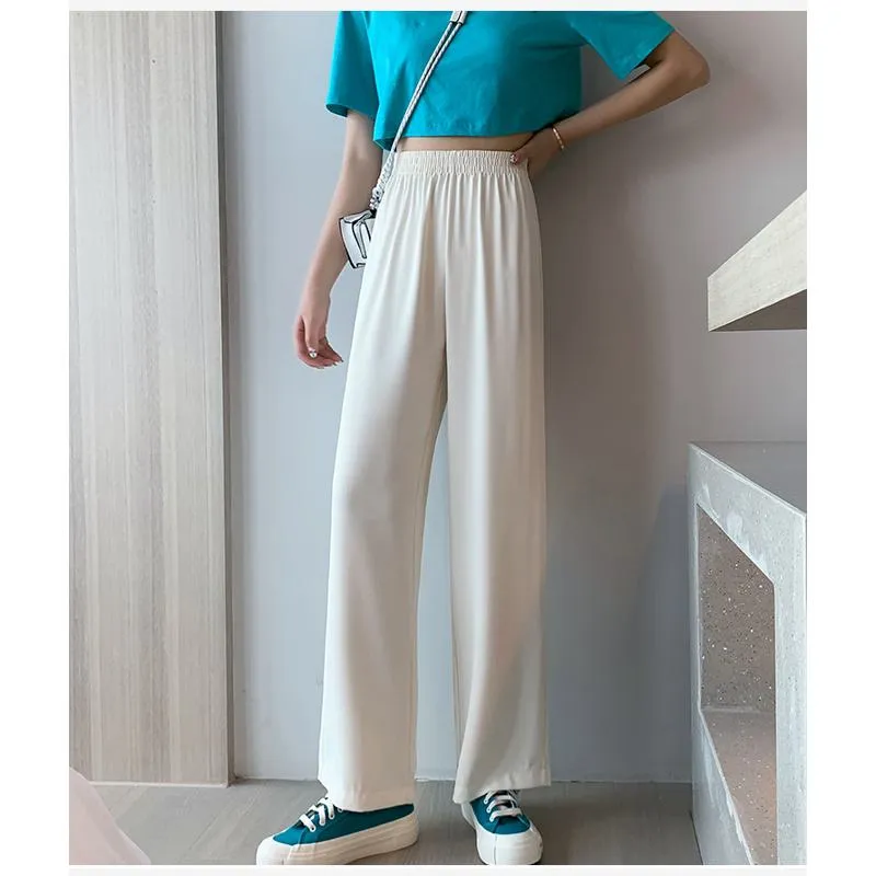 Floor-Length Casual Straight Plus Thin Draping Versatile High-Waisted Quality Pants