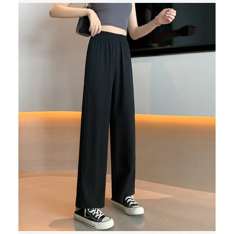 Floor-Length Casual Straight Plus Thin Draping Versatile High-Waisted Quality Pants