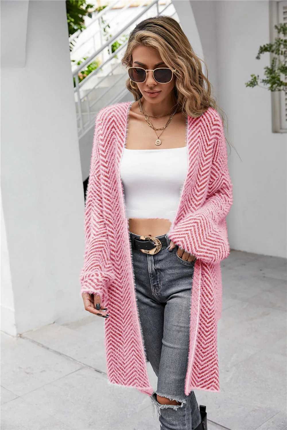 Fluffy Knitted Cardigan