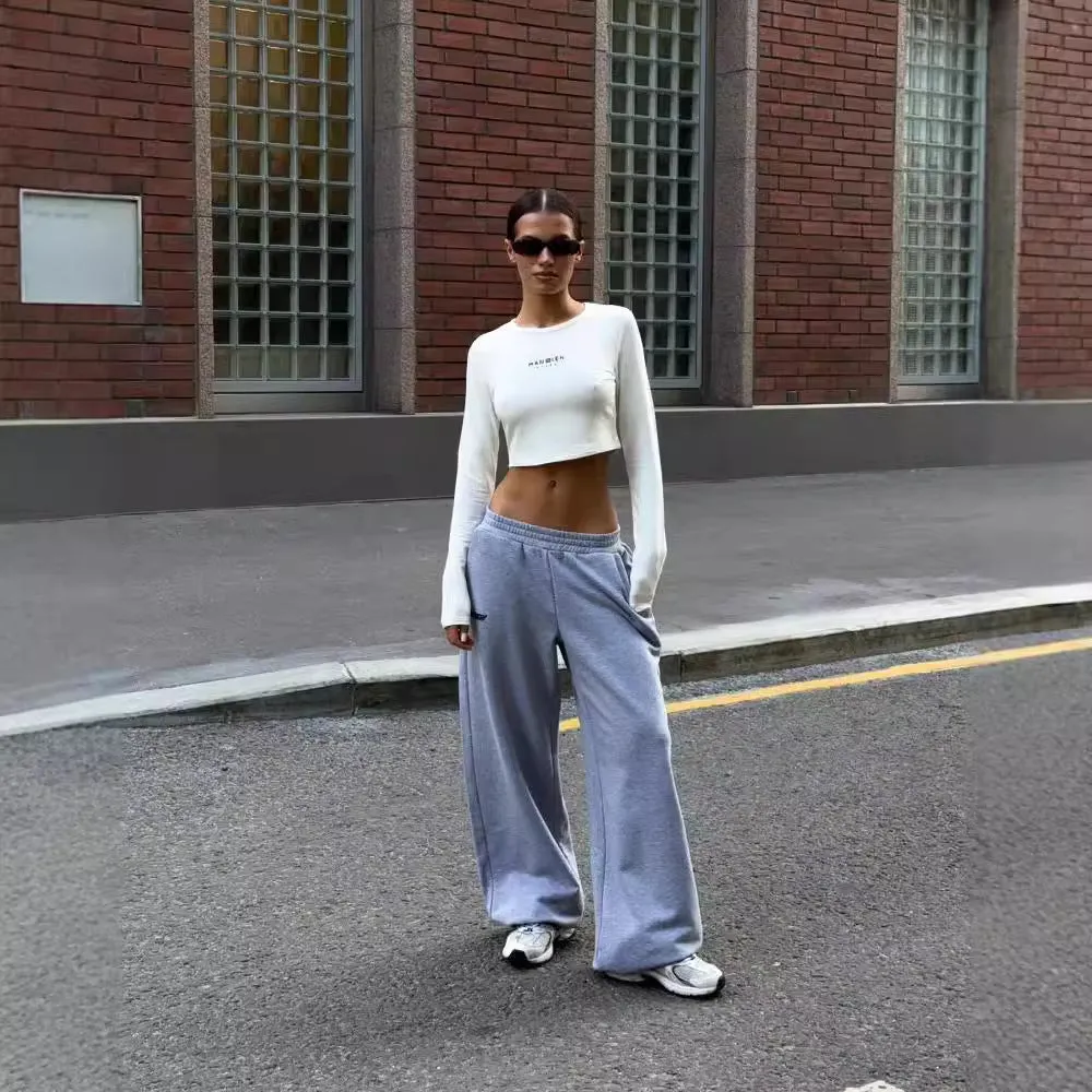 Flytonn-women fall outfits high street ins style  fall outfits women Lazy Style Loose Wide-Leg Sweatpants for Women 2024 Autumn and Winter New Fashion All-Match Low Waist Pants for Women