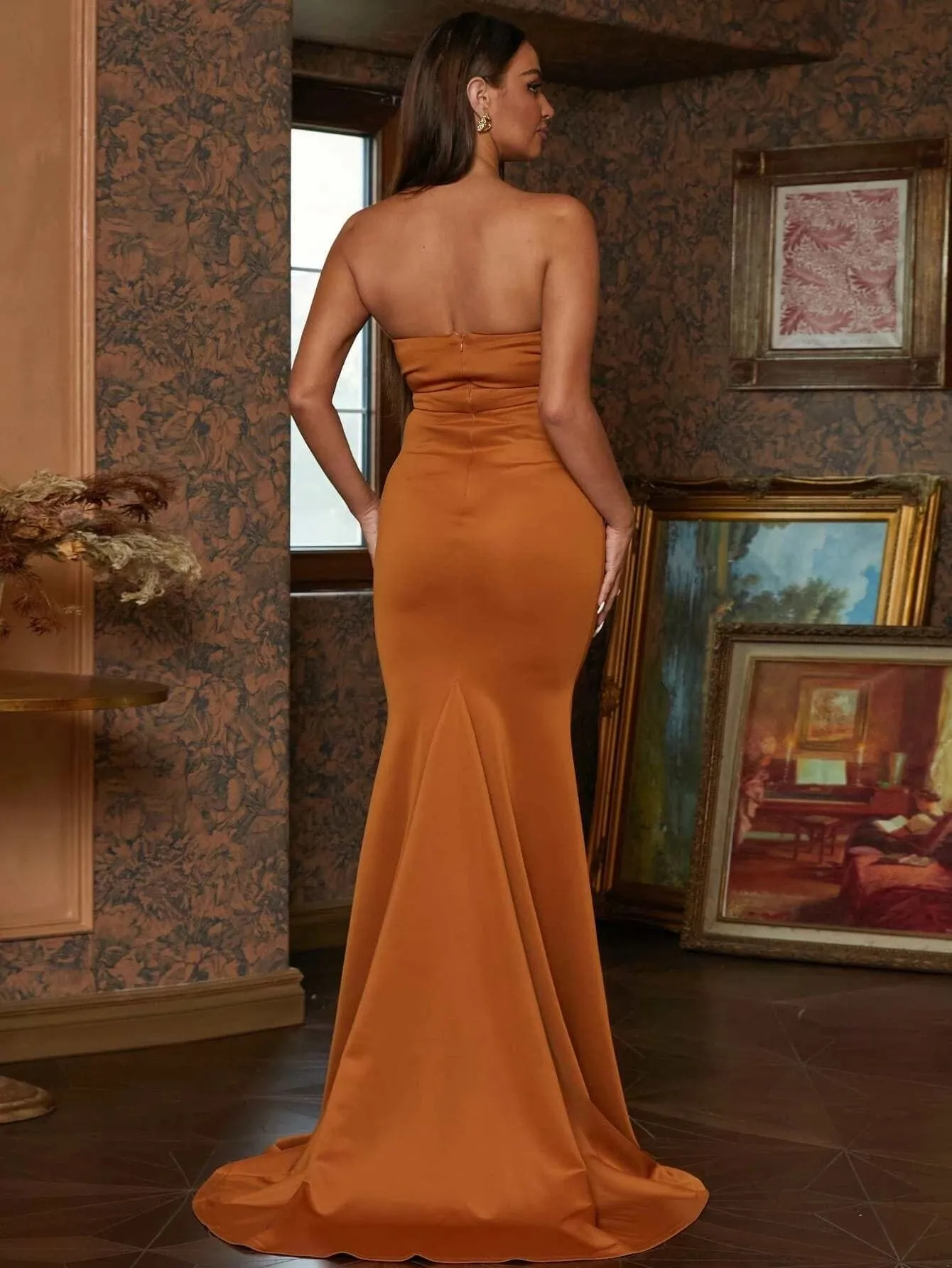 Formal V-neck Sleeveless Mermaid Hem Evening Dress XH1952