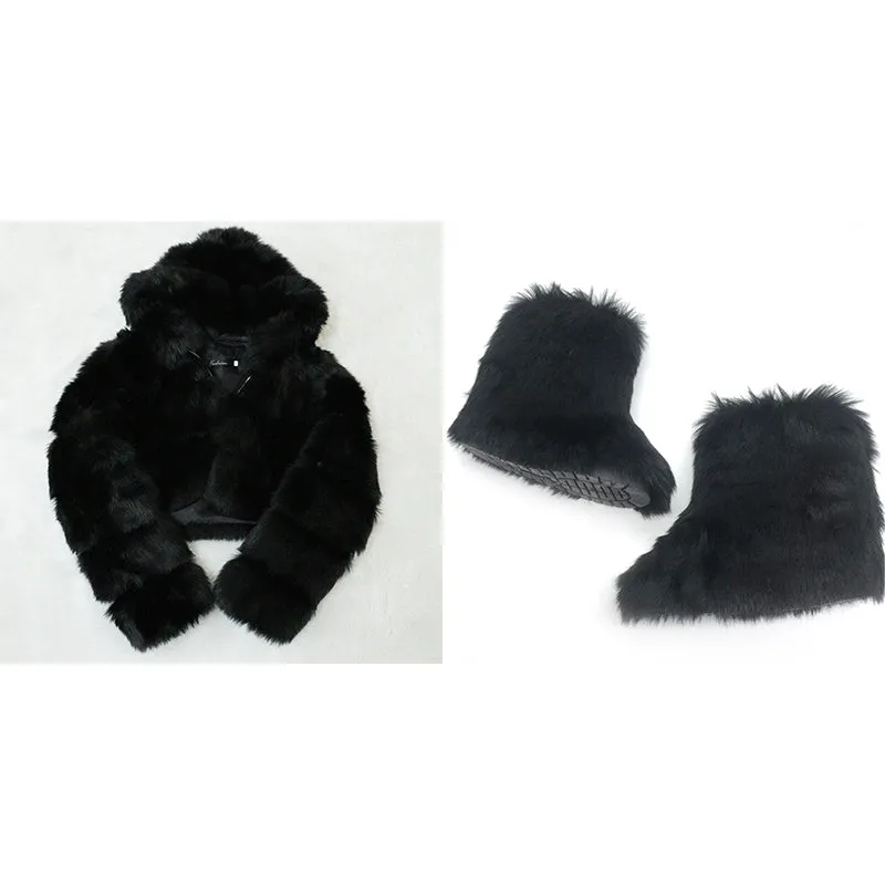 Fur/Bubble Jacket & Boots Set