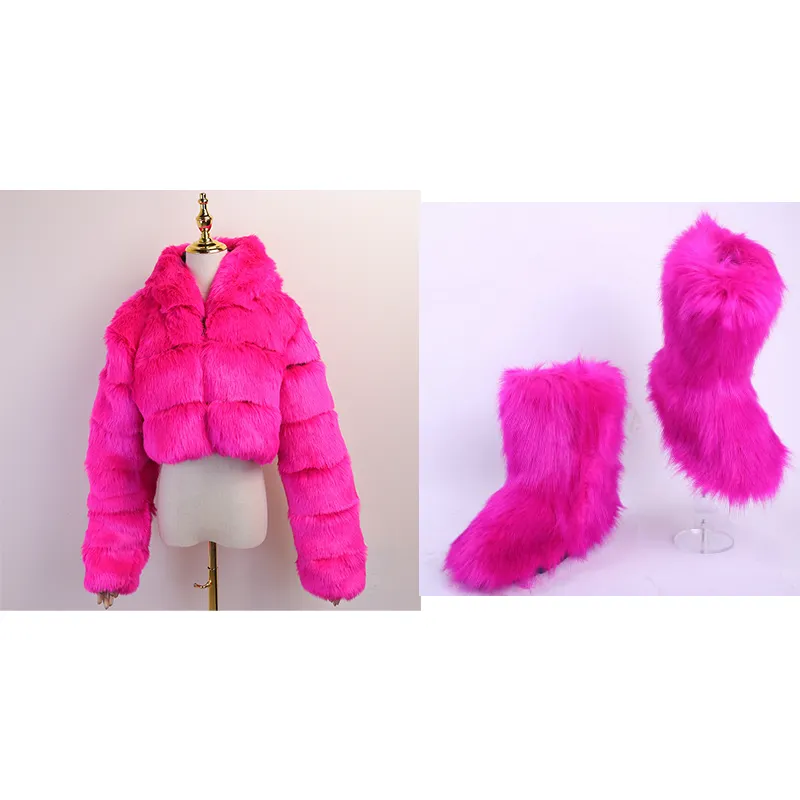 Fur/Bubble Jacket & Boots Set