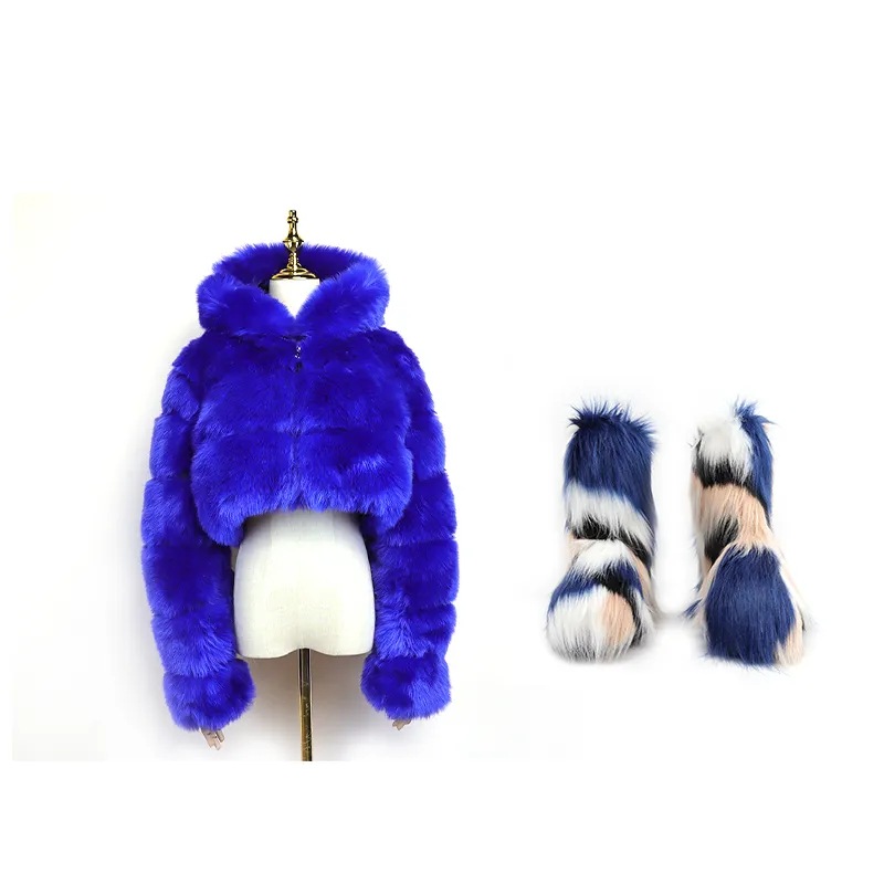 Fur/Bubble Jacket & Boots Set