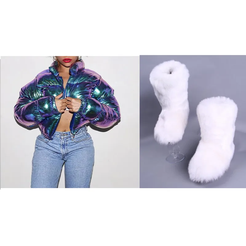 Fur/Bubble Jacket & Boots Set