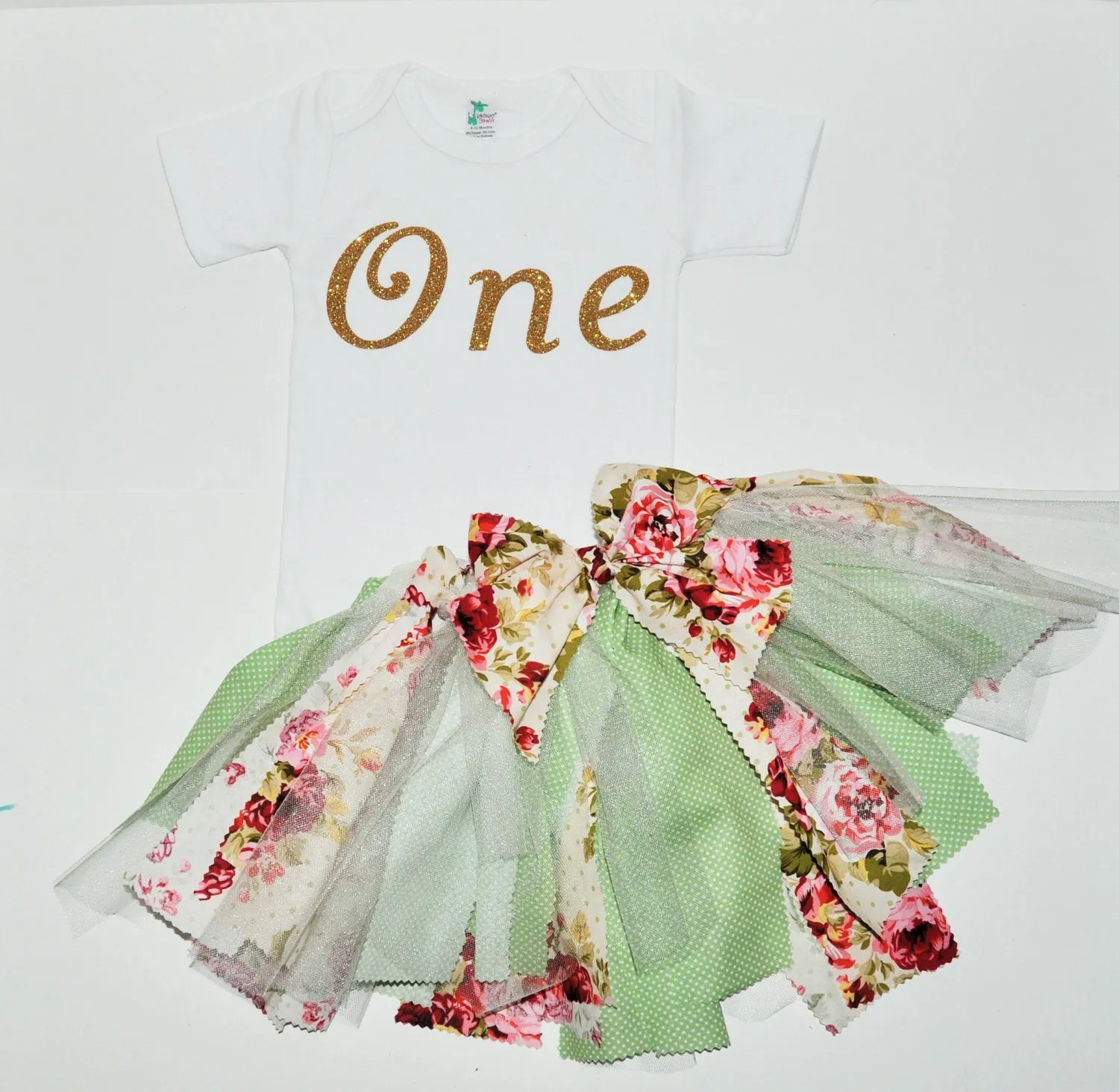 girl first birthdy outfit, glitter one cake smash rag tutu,glitter birthday shirt,,vintage cake smash,shabby chic cake smash