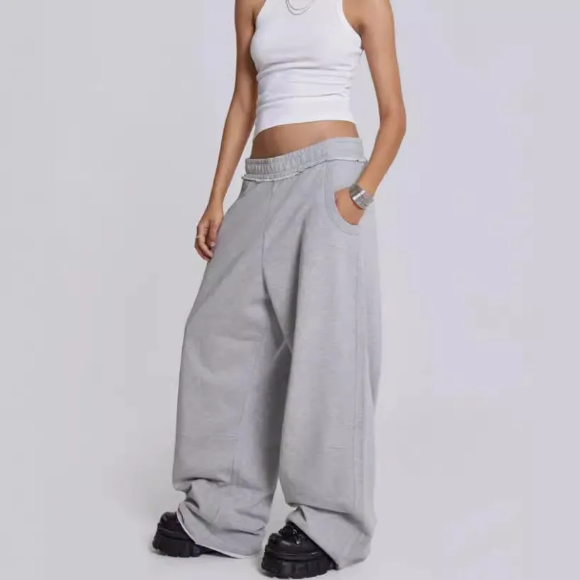 Girlary-shop outfit inspo Gray Casual Pants Sweatpants Street Style Baggy Sweatpants Trousers Autumn and Winter New