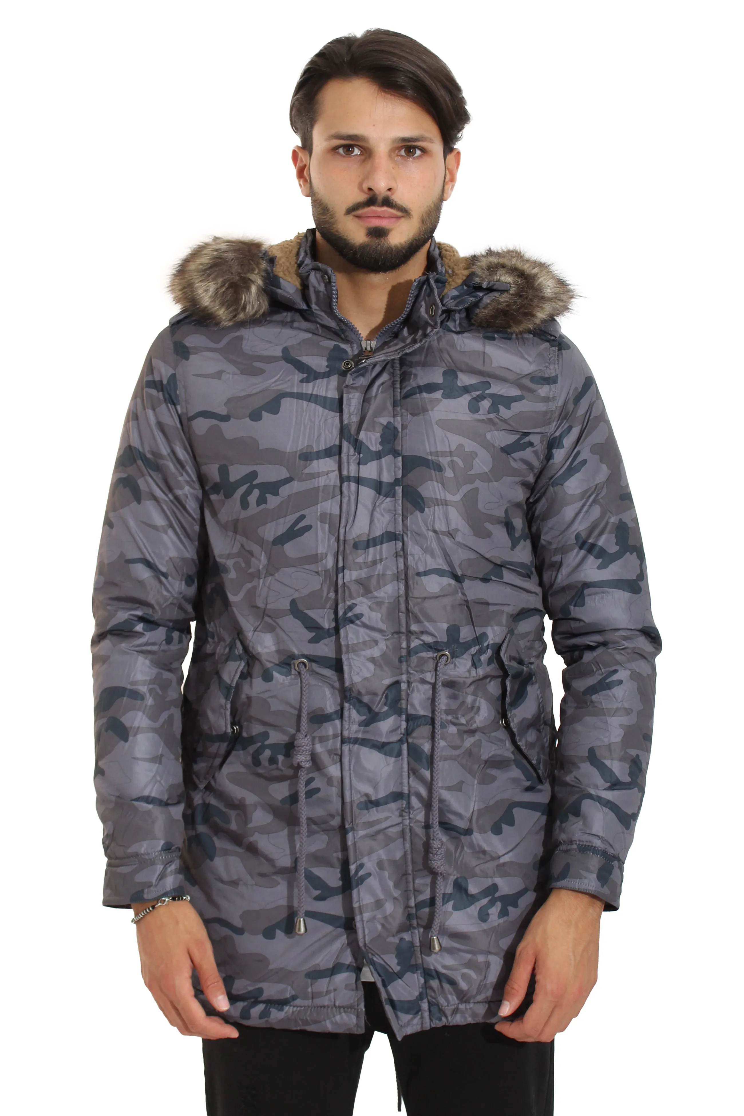 Giubbotto Uomo Parka Con Cappuccio Imbottitura Interna Art. Gb55