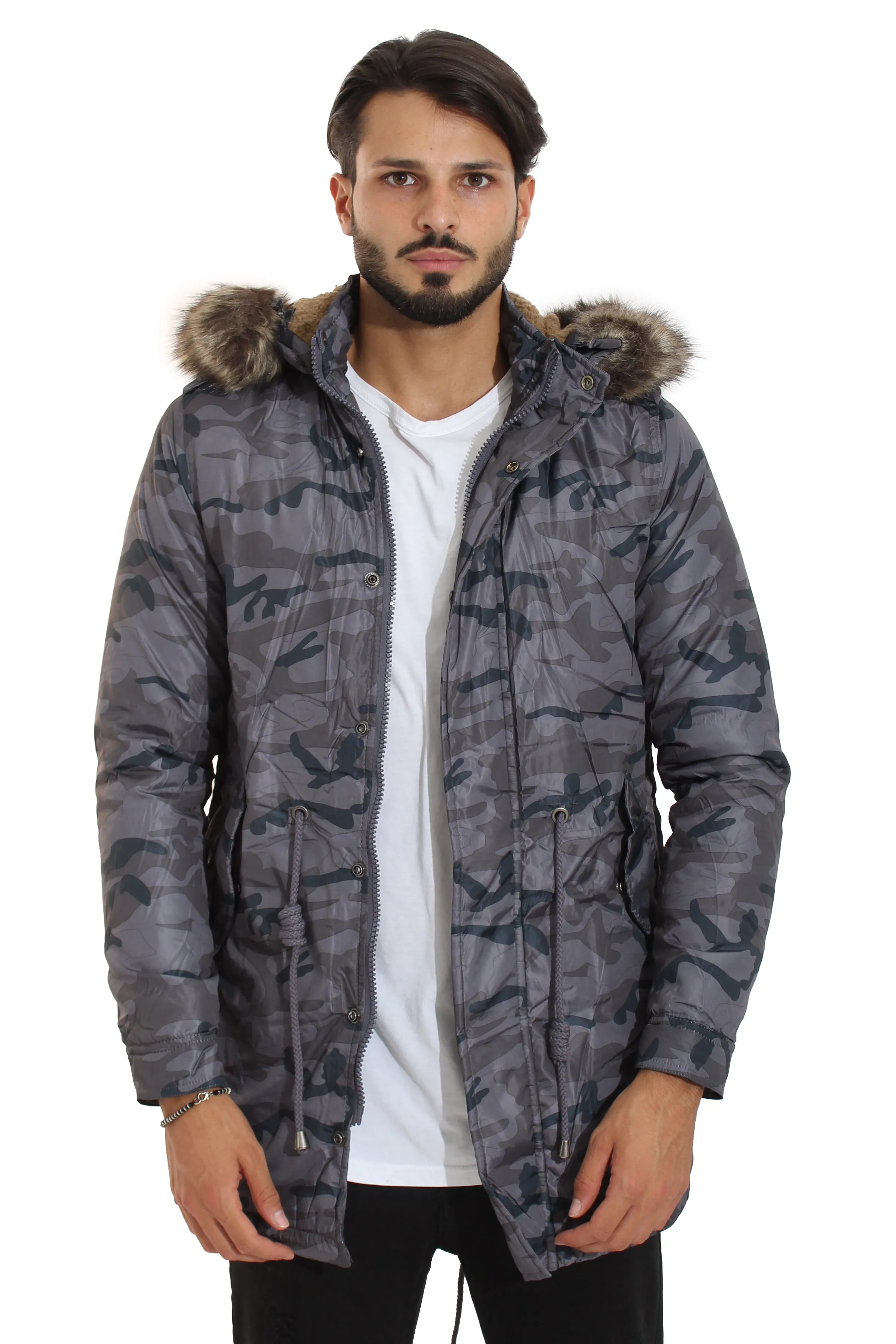 Giubbotto Uomo Parka Con Cappuccio Imbottitura Interna Art. Gb55