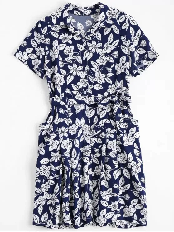 Gorgeous Floral Belted Vintage Shirt Dress